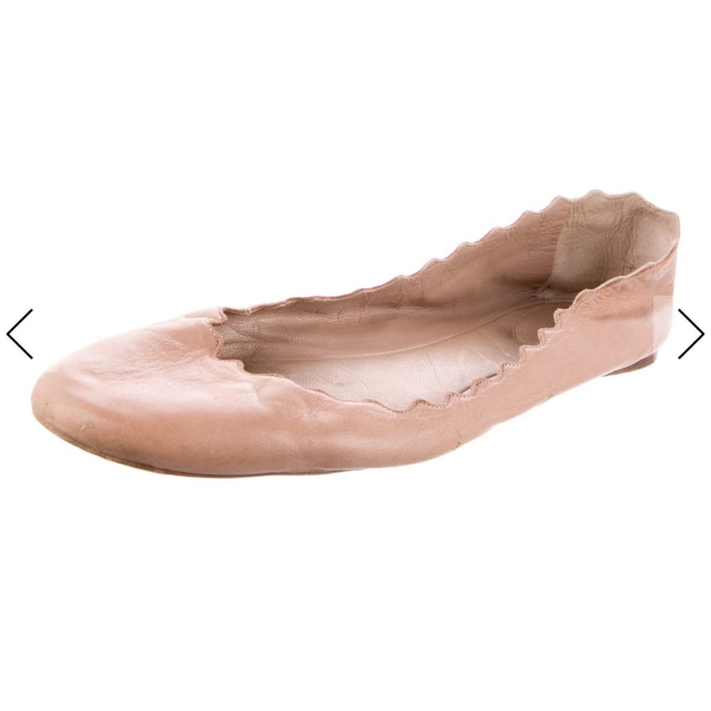 CHLOE Lauren scalloped leather ballet flats in blush - Picture 4 of 12